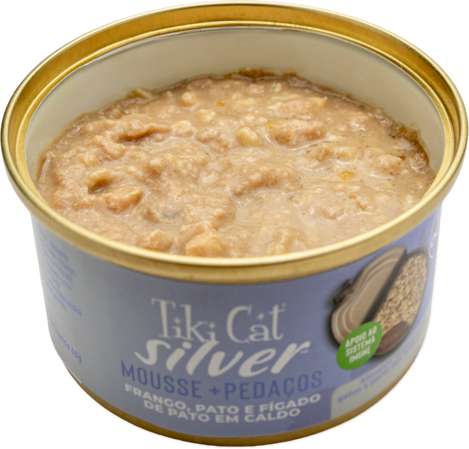 Ração Úmida Tiki Cat Silver sabor Frango e Pato para Gatos - 68 g