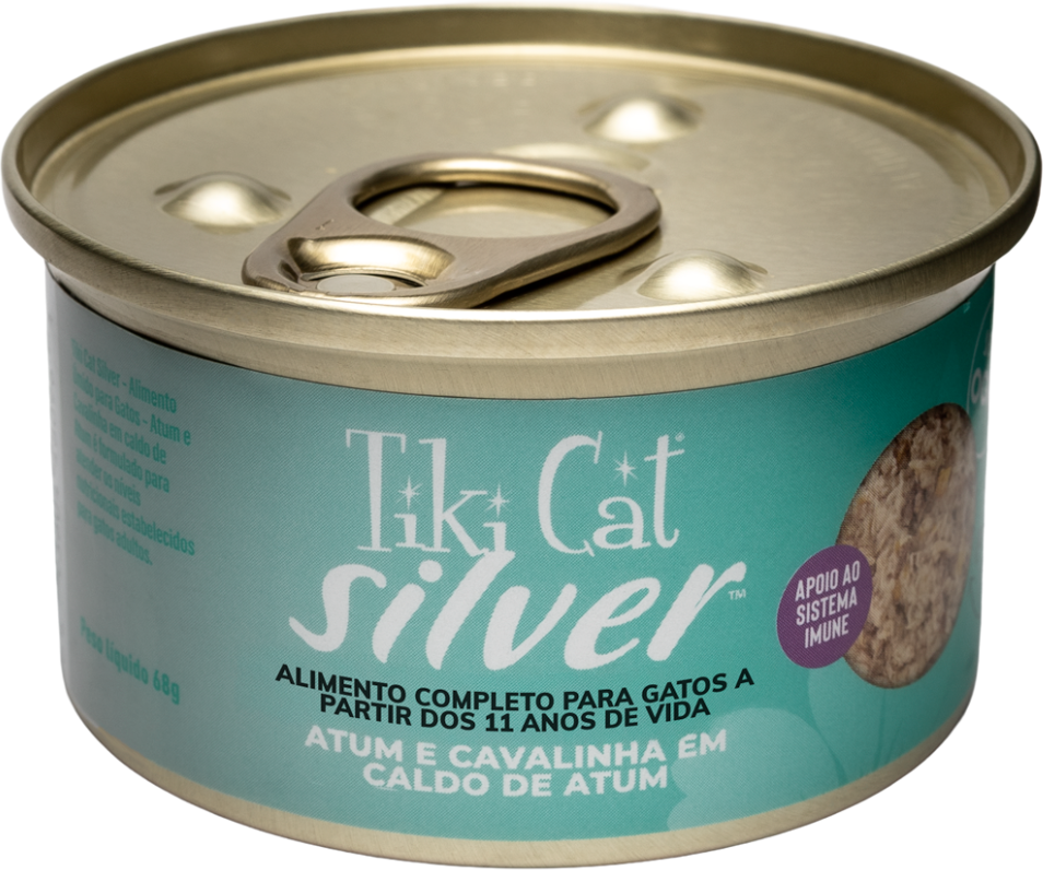 Ração Úmida Tiki Cat Silver sabor Atum e Cavalinha para Gatos - 68 g