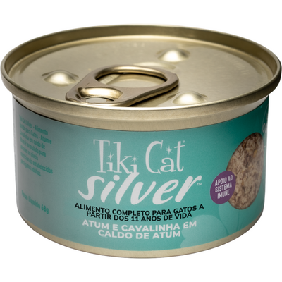 Ração Úmida Tiki Cat Silver sabor Atum e Cavalinha para Gatos