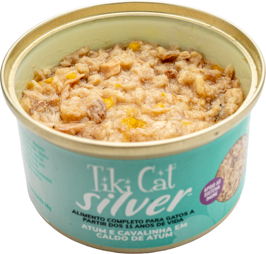 Ração Úmida Tiki Cat Silver sabor Atum e Cavalinha para Gatos - 68 g