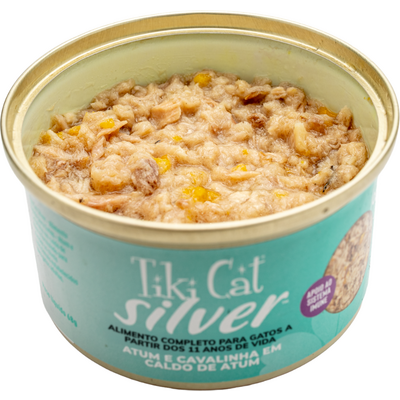 Ração Úmida Tiki Cat Silver sabor Atum e Cavalinha para Gatos