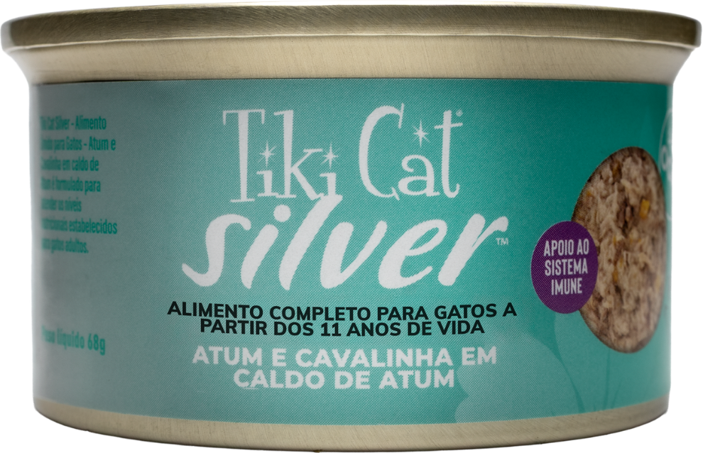Ração Úmida Tiki Cat Silver sabor Atum e Cavalinha para Gatos - 68 g