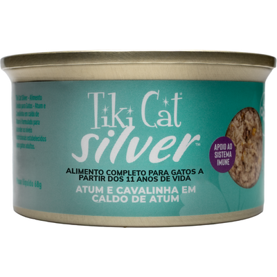 Ração Úmida Tiki Cat Silver sabor Atum e Cavalinha para Gatos