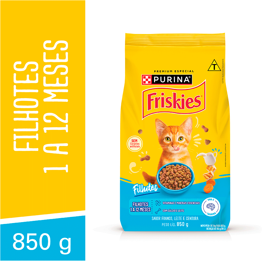 Ração Seca Purina Friskies Frango e Leite para Gatos Filhotes - 850 g