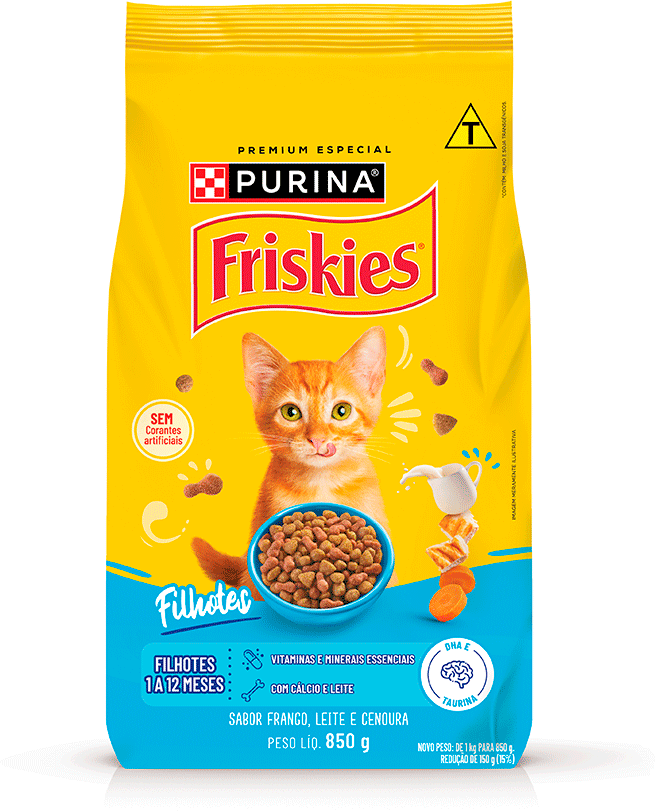 Ração Seca Purina Friskies Frango e Leite para Gatos Filhotes - 850 g