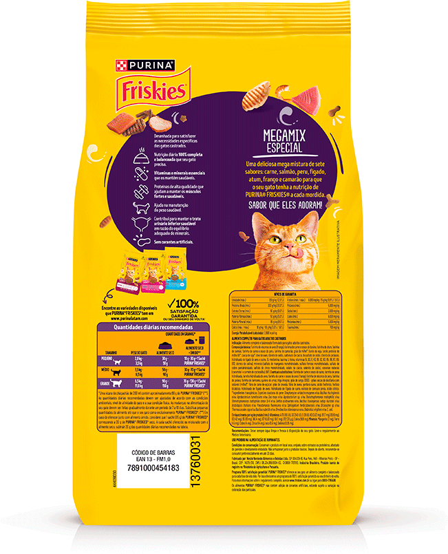 Ração Seca Purina Friskies Megamix Especial para Gatos Castrados - 2,5Kg
