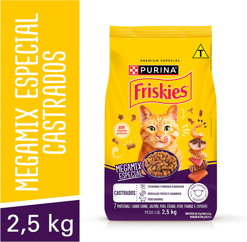 Ração Seca Purina Friskies Megamix Especial para Gatos Castrados - 2,5Kg