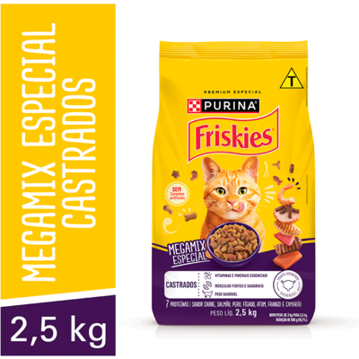 Ração Seca Purina Friskies Megamix Especial para Gatos Castrados
