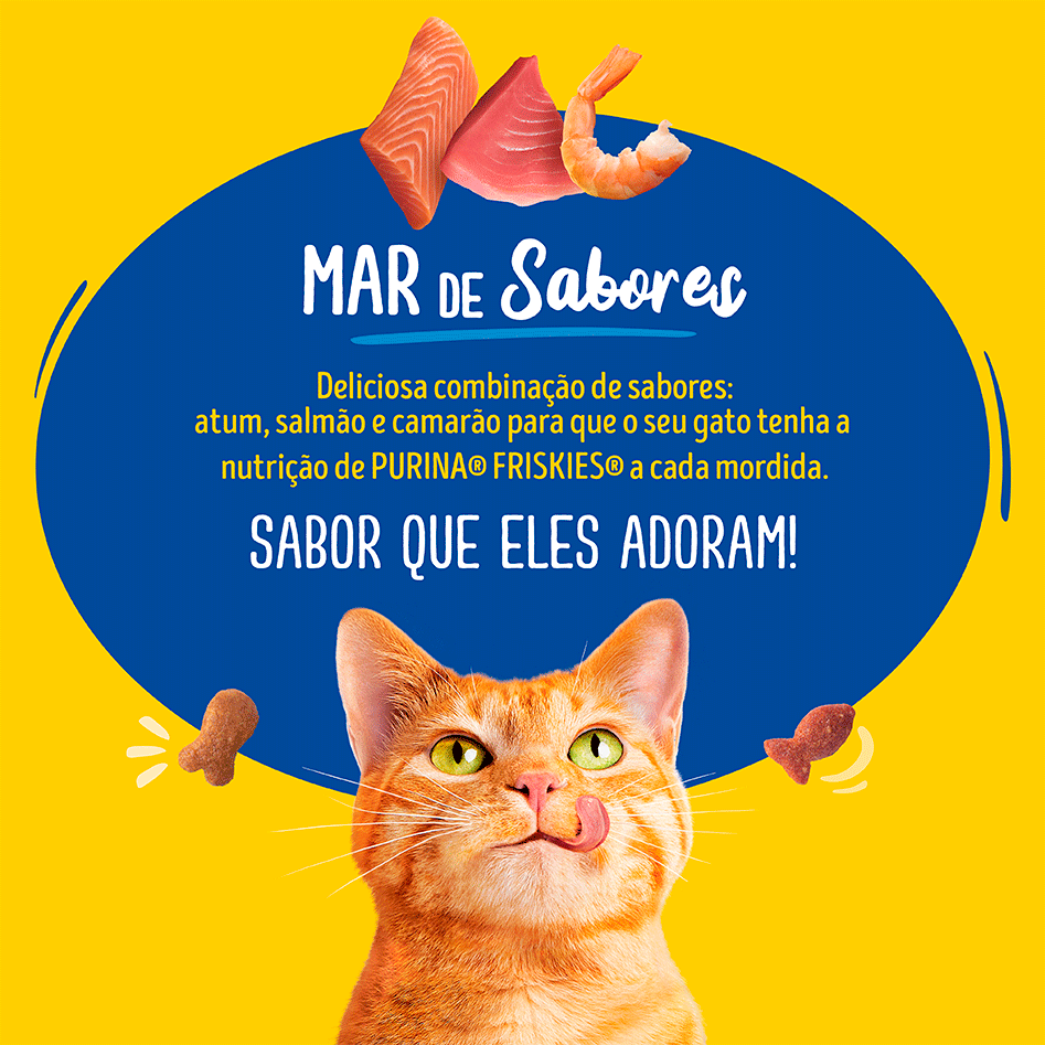 Ração Seca Purina Friskies Mar de Sabores para Gatos Adultos - 2,5Kg