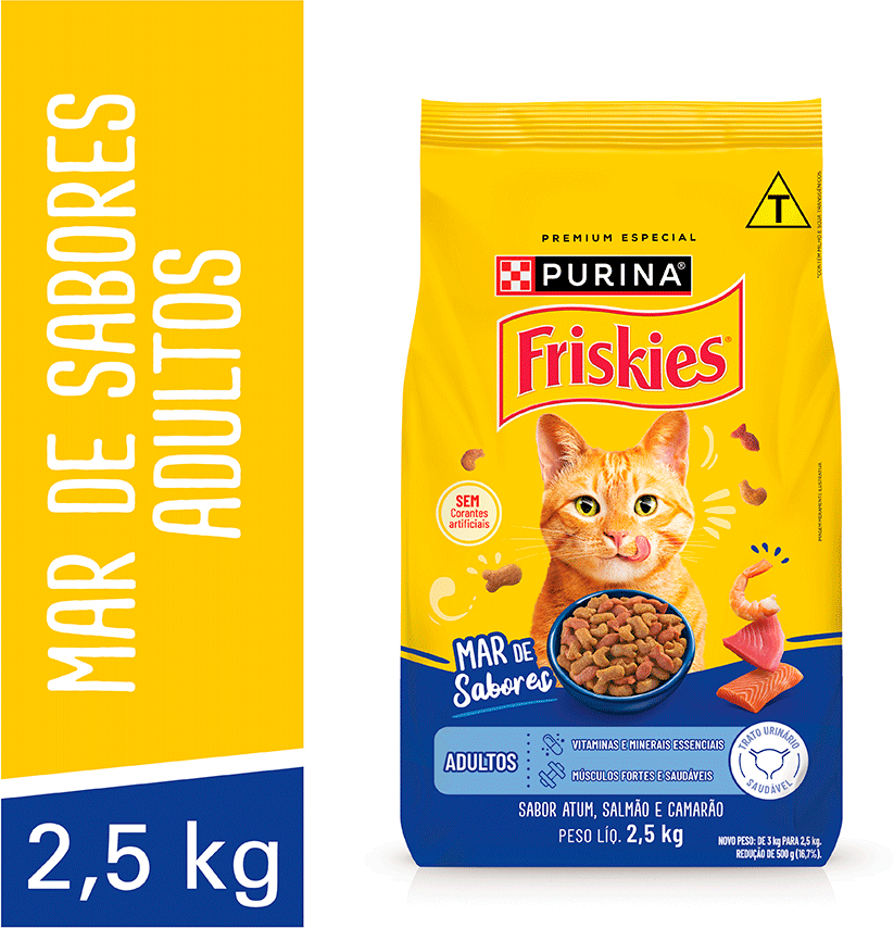 Ração Seca Purina Friskies Mar de Sabores para Gatos Adultos - 2,5Kg