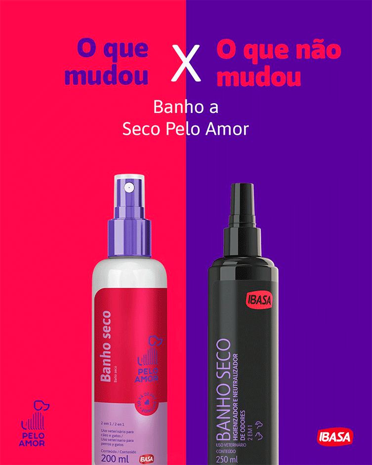 Banho a Seco Ibasa Pelo Amor Higienizador e Neutralizador de Odores para Cães e Gatos - 200 mL