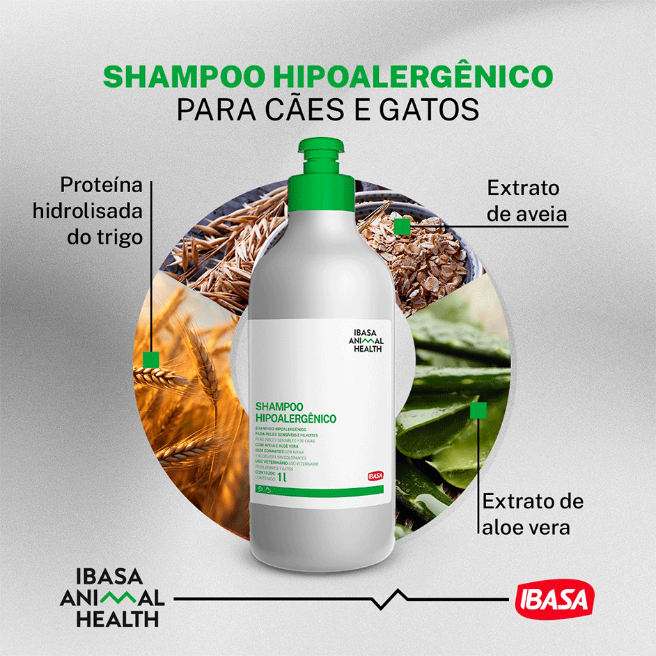 Shampoo Hipoalergênico Ibasa Animal Health para Cães e Gatos - 1 Litro
