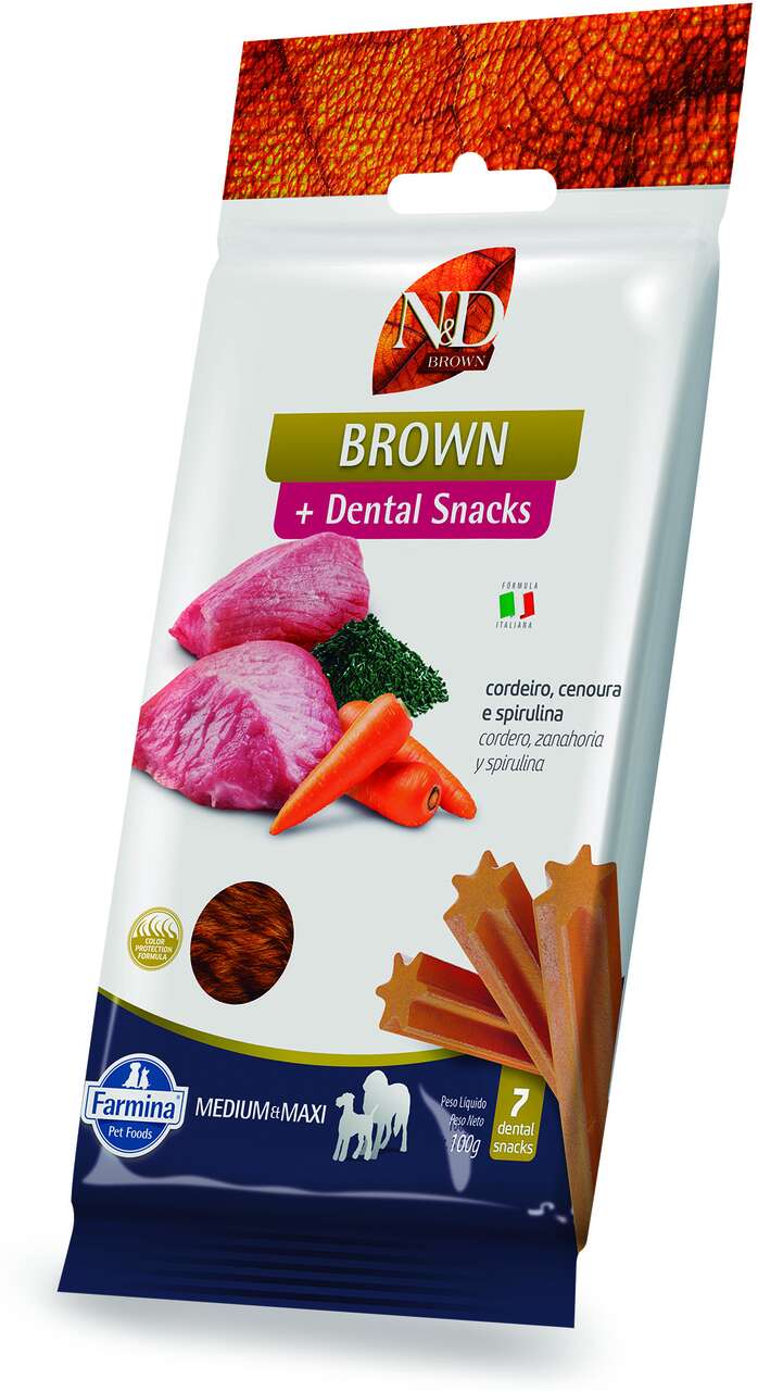 Petisco N&D Brown Dental sabor Cordeiro Cenoura e Spirulina para Cães de Raças Médias e Grandes - 100 g