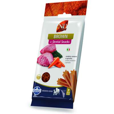 Petisco N&D Brown Dental sabor Cordeiro Cenoura e Spirulina para Cães de Raças Médias e Grandes