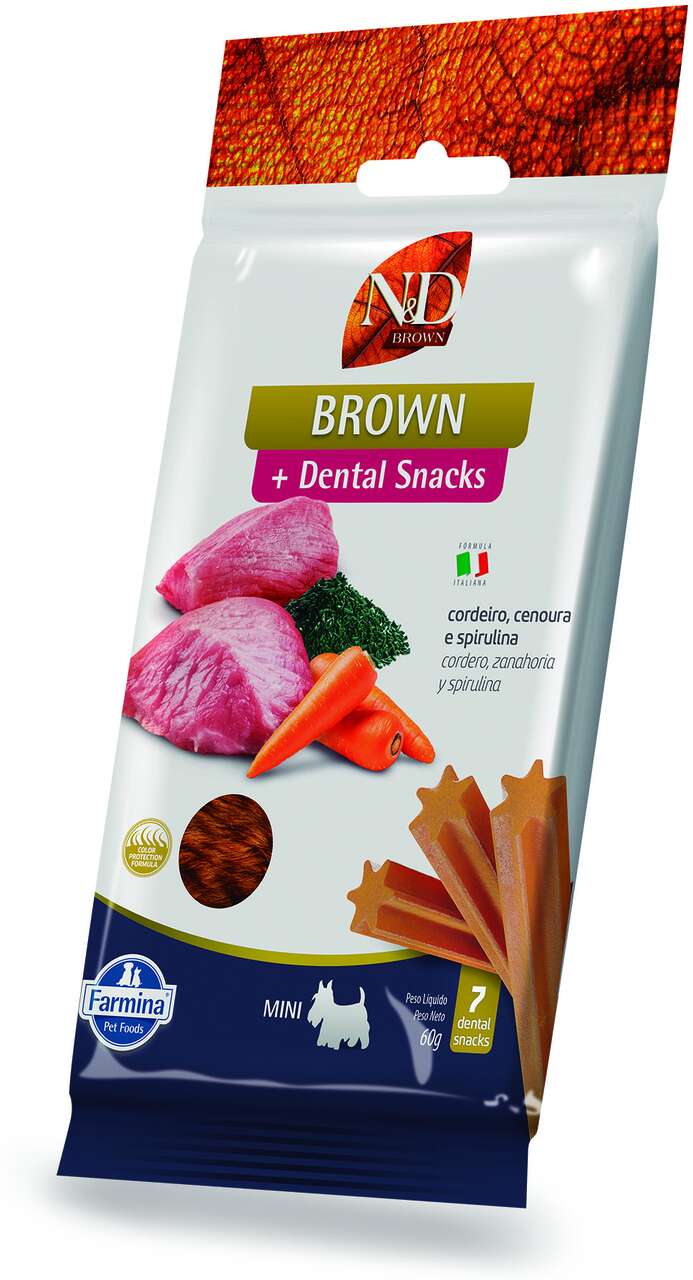 Petisco N&D Brown Dental sabor Cordeiro Cenoura e Spirulina para Cães de Raças Mini e Pequenas - 60 g