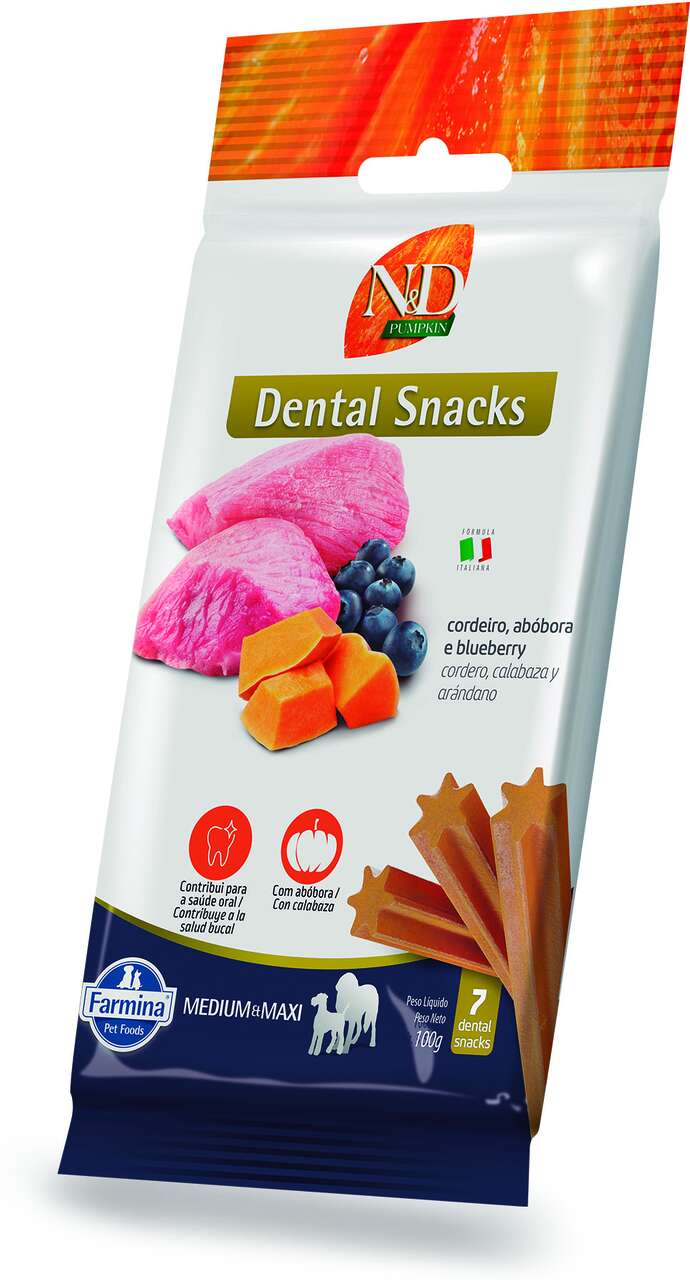 Petisco N&D Pumpkin Dental sabor Cordeiro e Blueberry para Cães de Raças Médias e Grandes - 100 g