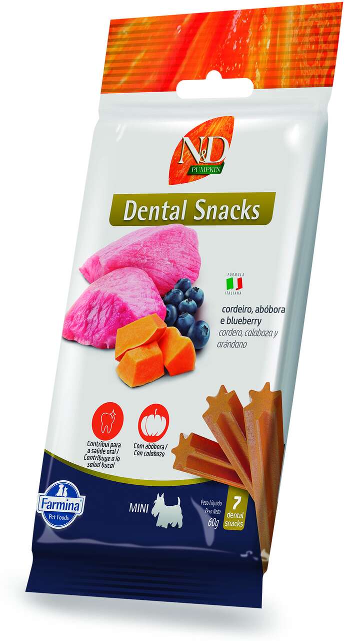Petisco N&D Pumpkin Dental sabor Cordeiro e Blueberry para Cães de Raça Mini e Pequena - 60 g