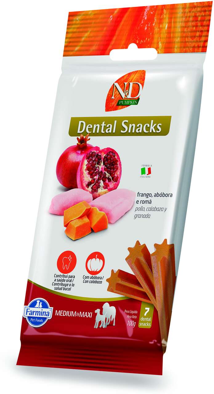 Petisco N&D Pumpkin Dental sabor Frango e Romã para Cães de Raças Médias e Grandes - 100 g