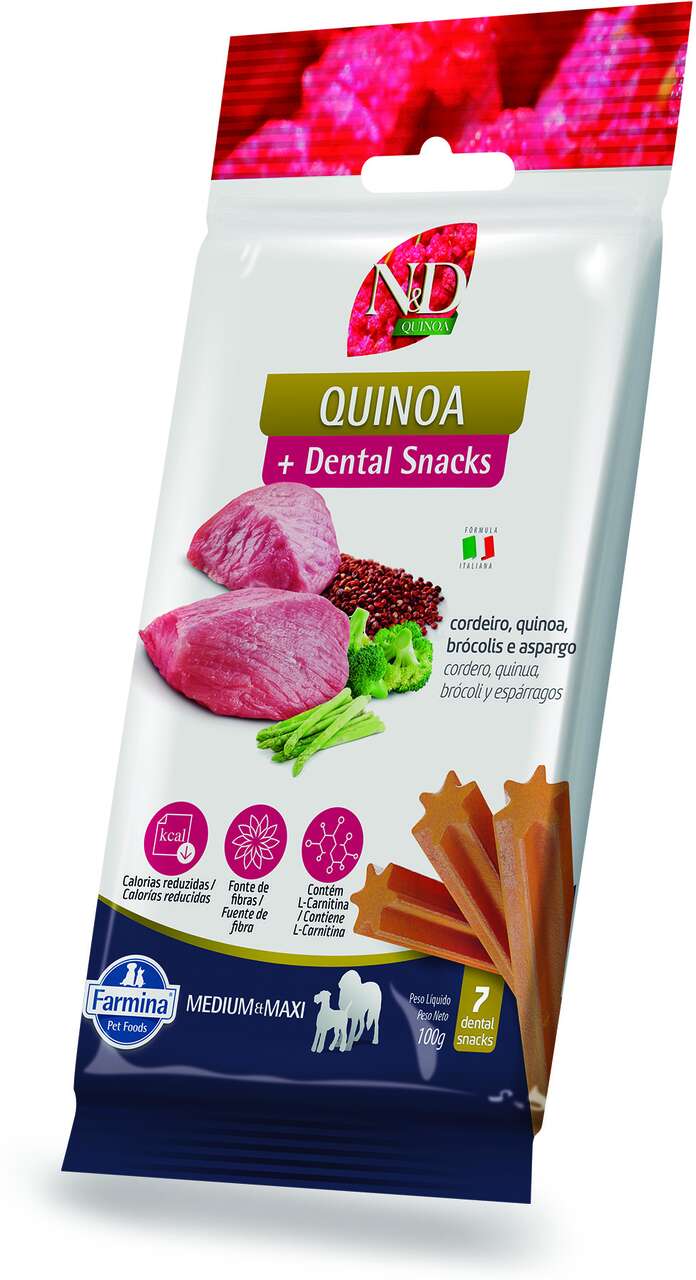 Petisco N&D Quinoa Dental sabor Cordeiro Brócolis e Aspargo para Cães de Raças Médias e Grandes - 100 g