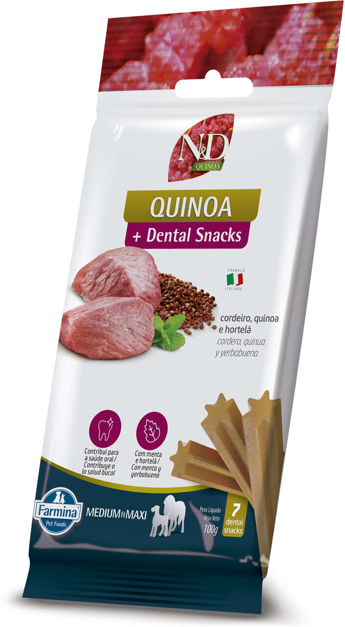 Petisco N&D Quinoa Dental sabor Cordeiro e Hortelã para Cães de Raças Médias e Grandes - 100 g
