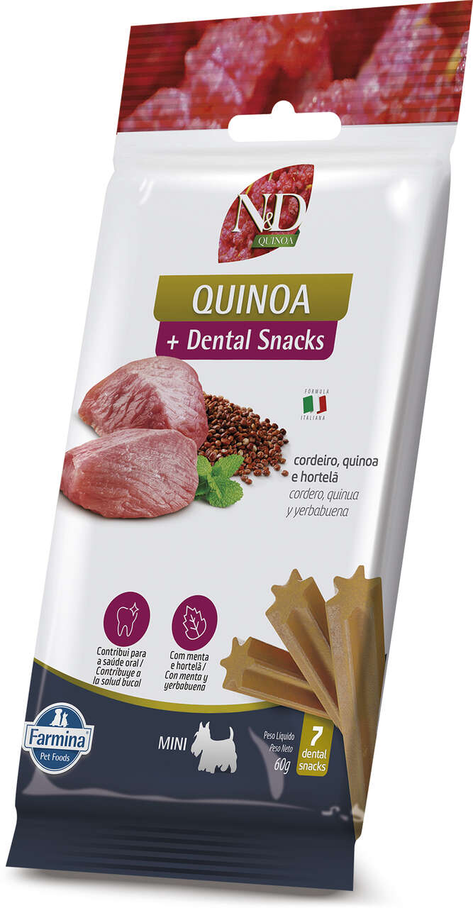Petisco N&D Quinoa Dental sabor Cordeiro e Hortelã para Cães de Raças Mini e Pequenas - 60 g