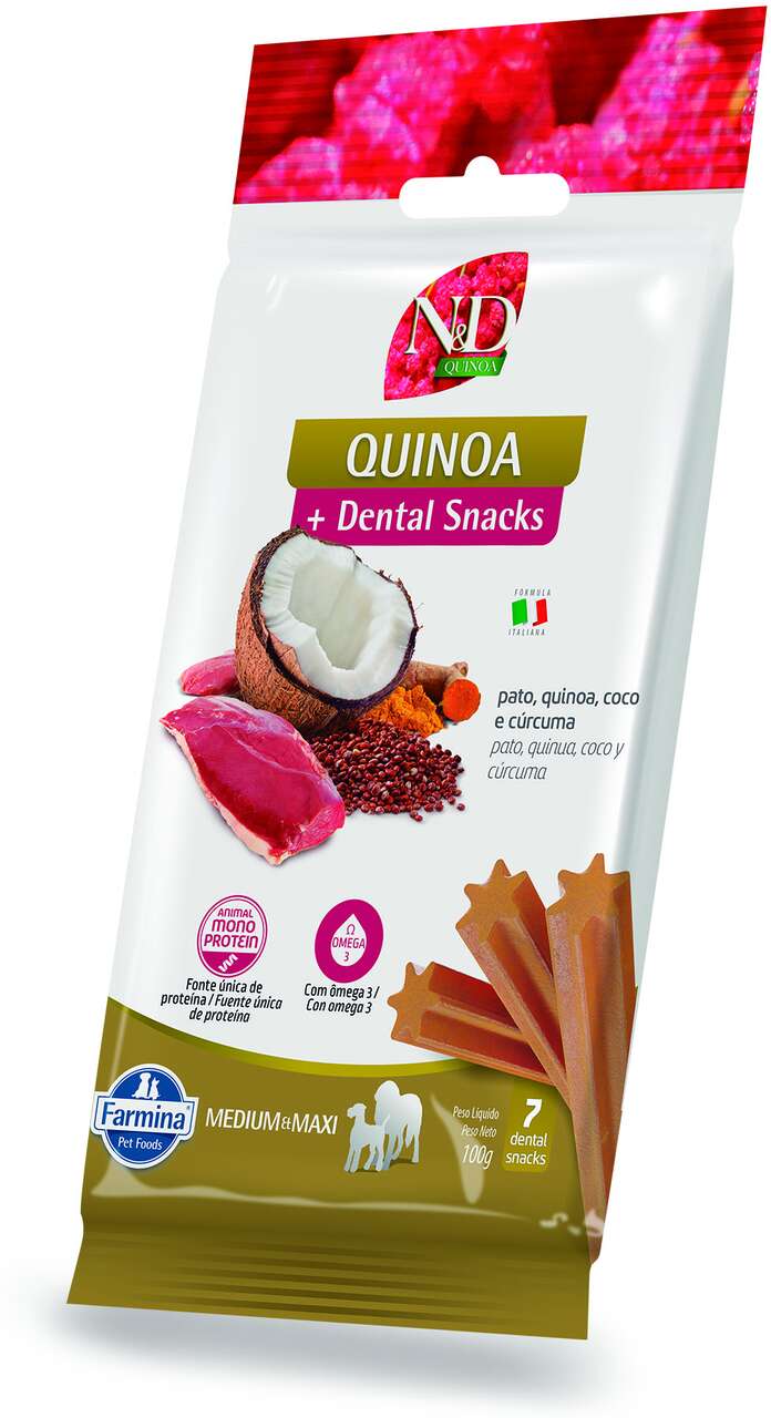 Petisco N&D Quinoa Dental sabor Pato Coco e Cúrcuma para Cães de Raças Médias e Grandes - 100 g