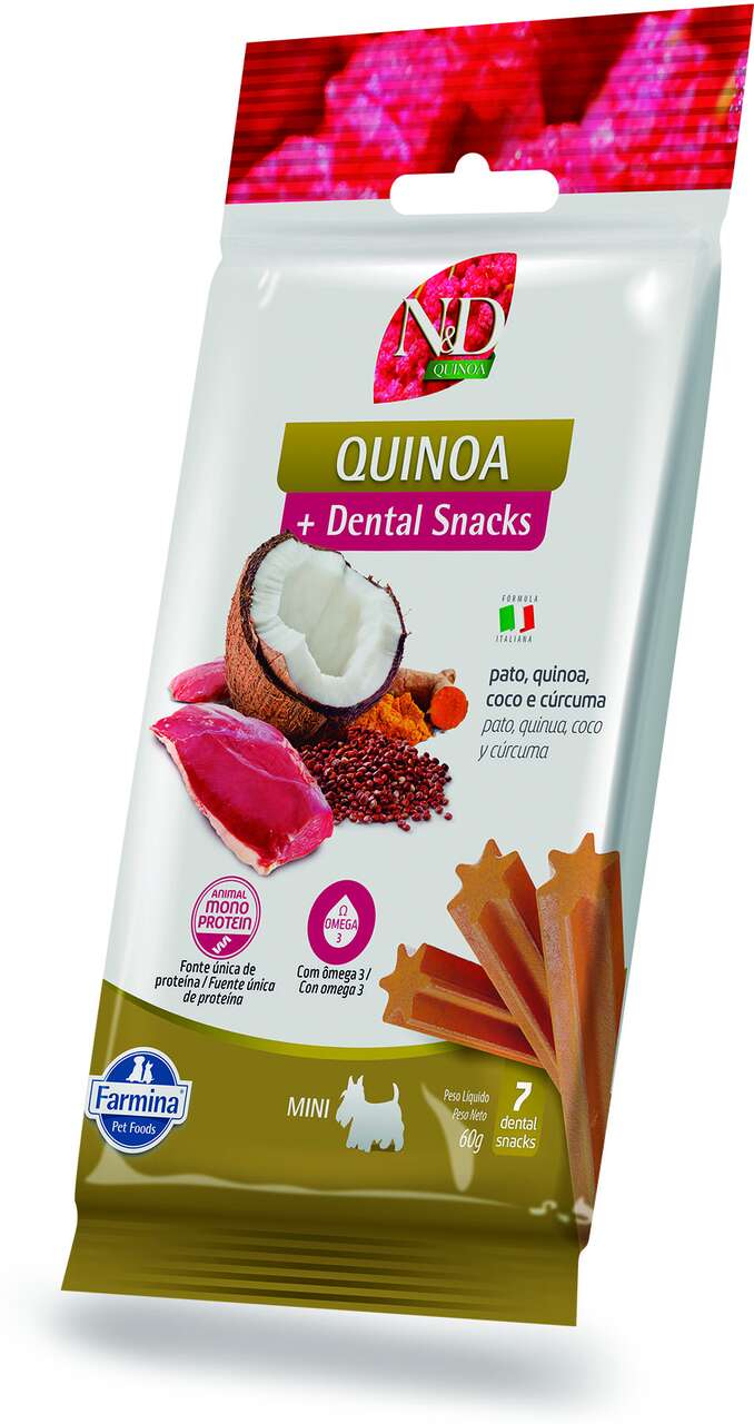 Petisco N&D Quinoa Dental sabor Pato Coco e Cúrcuma para Cães de Raças Mini e Pequenas - 60 g
