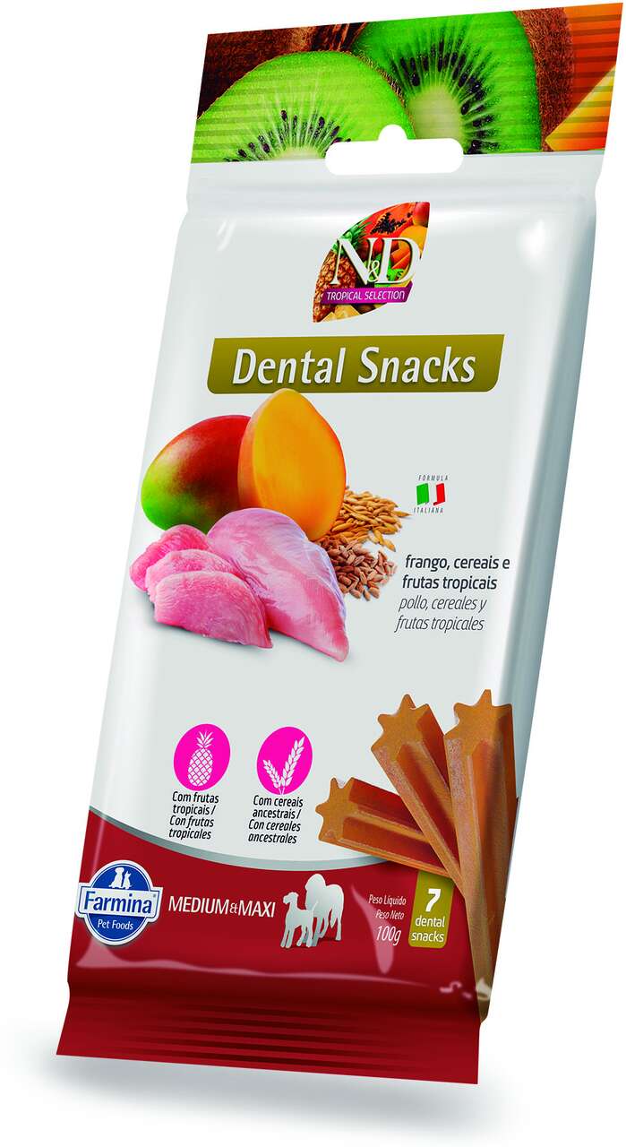 Petisco N&D Tropical Dental sabor Frango Cereais e Frutas para Cães de Raças Médias e Grandes - 100 g