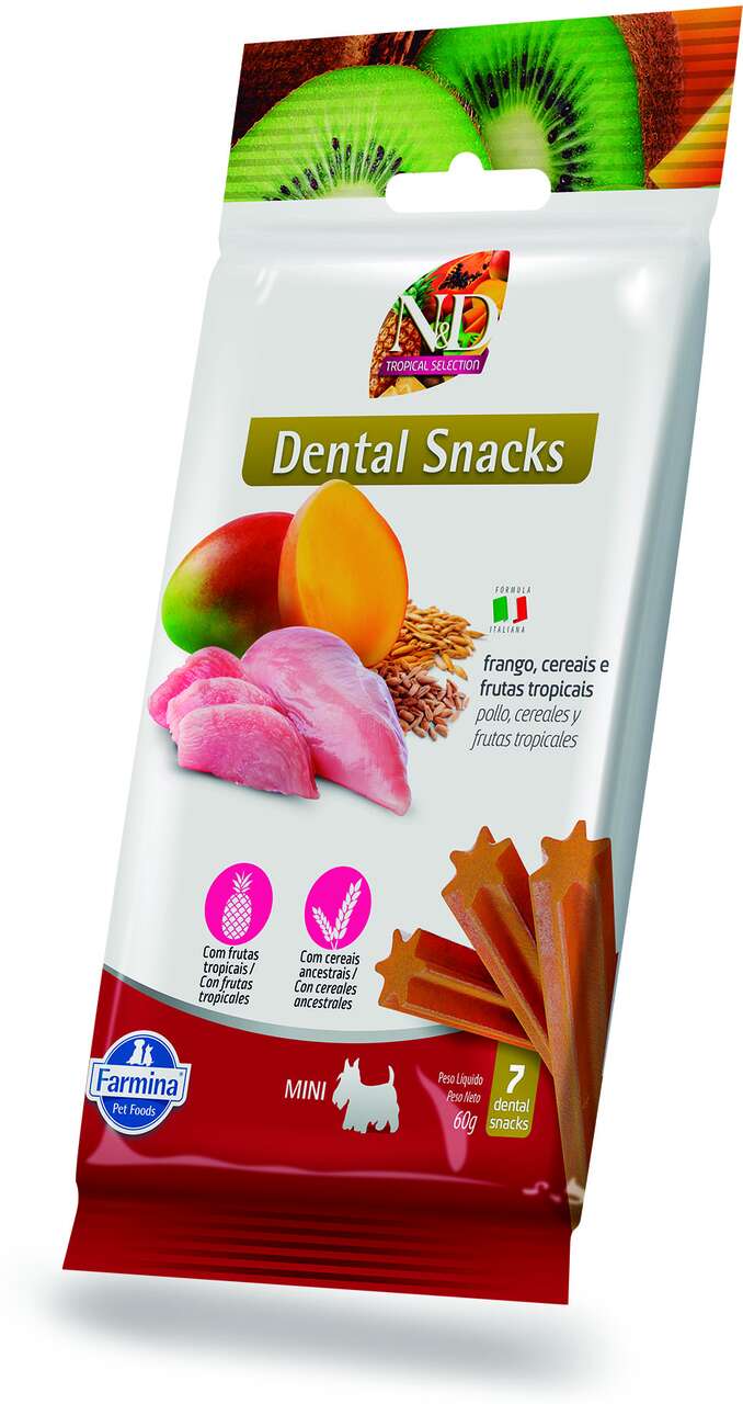 Petisco N&D Tropical Dental sabor Frango Cereais e Frutas para Cãesde Raças Mini e Pequenas - 60 g