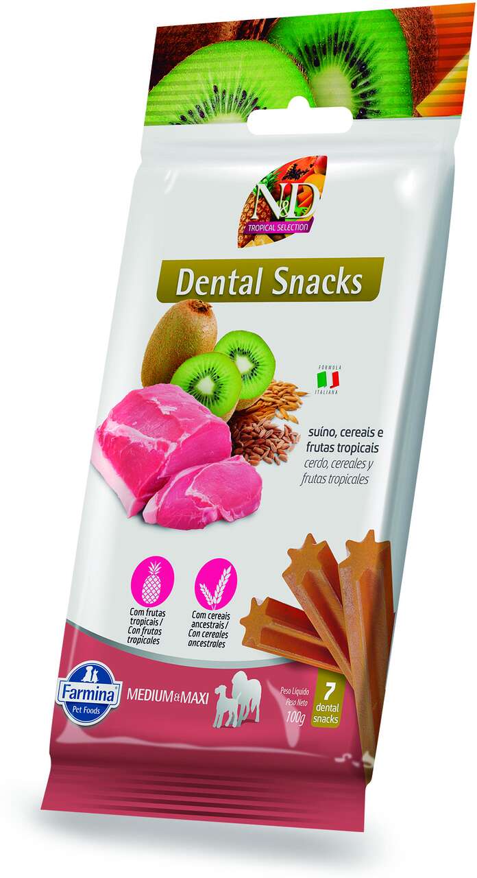 Petisco N&D Tropical Dental sabor Suíno Cereais e Frutas para Cães de Raças Médias e Grandes - 100 g