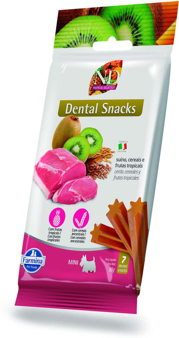 Petisco N&D Tropical Dental sabor Suíno Cereais e Frutas para Cães de Raças Médias e Grandes - 60 g