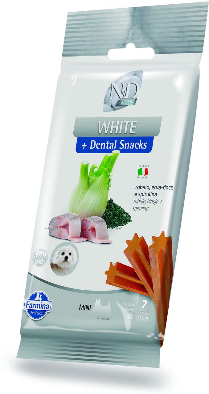 Petisco N&D White Dental sabor Robalo Erva doce e Spirulina para Cães de Raças Mini e Pequenas - 60 g