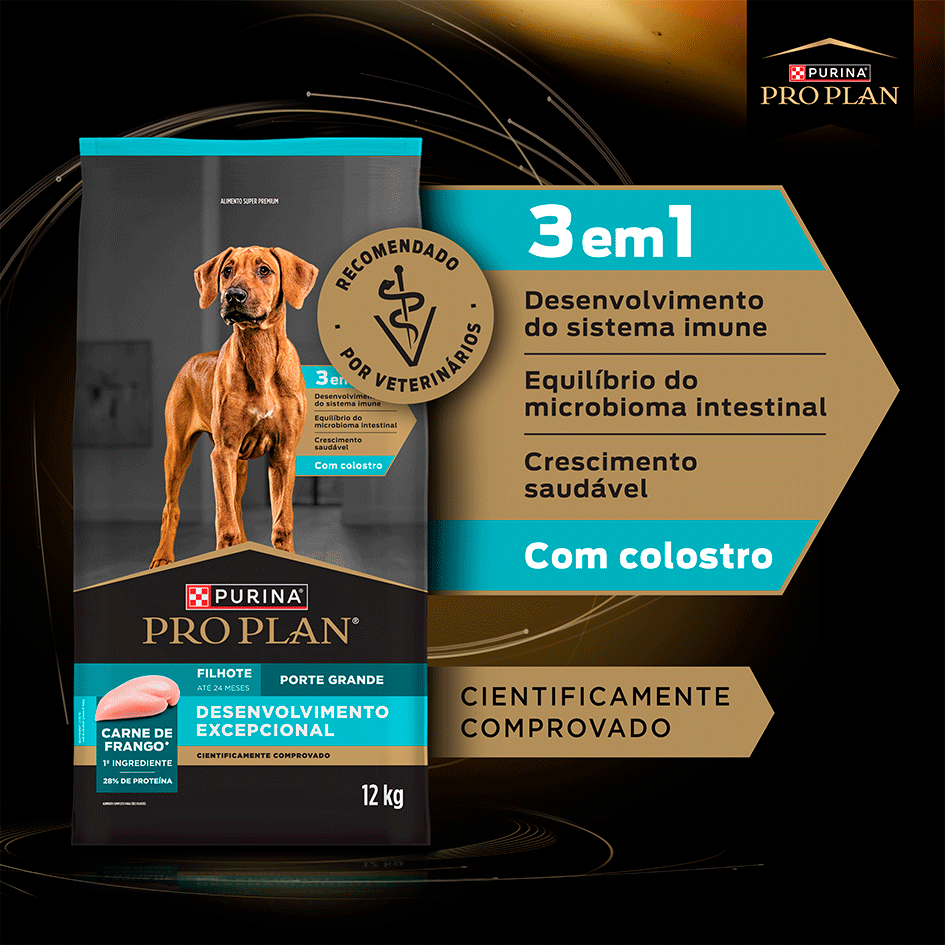 Ração Seca Purina Pro Plan Desenvolvimento Excepcional para Cães Filhotes para Cães Raças Grandes - 12Kg