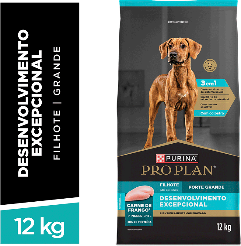 Ração Seca Purina Pro Plan Desenvolvimento Excepcional para Cães Filhotes para Cães Raças Grandes - 12Kg