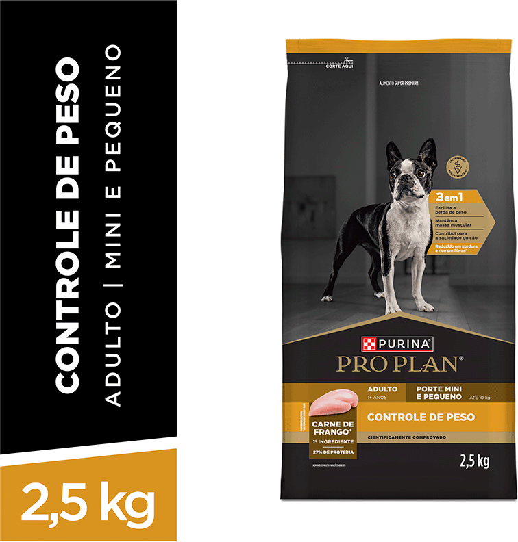Ração Seca Purina Pro Plan Controle de Peso para Cães Raças Minis e Pequenas - 2,5Kg