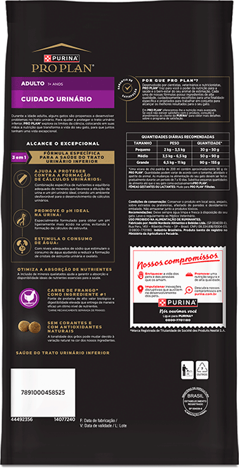 Ração Seca Purina Pro Plan Cuidado Urinário para Gatos Adultos - 7,5Kg