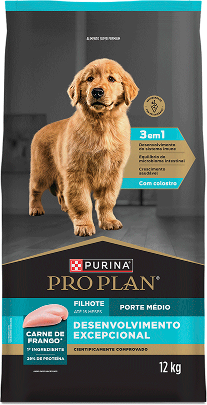 Ração Seca Purina Pro Plan Desenvolvimento Excepcional para Cães Filhotes Raças Médias - 12Kg