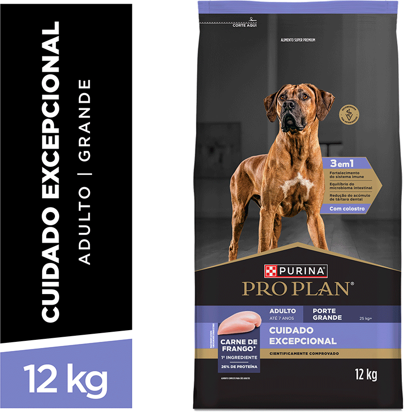 Ração Seca Purina Pro Plan Cuidado Excepcional para Cães Adultos Raças Grandes - 12Kg