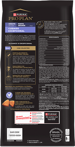Ração Seca Purina Pro Plan Cuidado Excepcional para Cães Adultos Raças Grandes - 12Kg