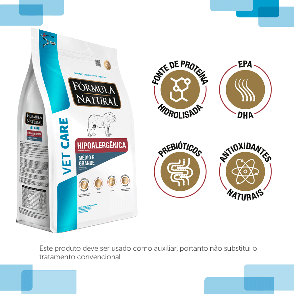 Ração Seca Fórmula Natural Vet Care Hipoalergênica para Cães de Porte Médio e Grande - 10,1Kg