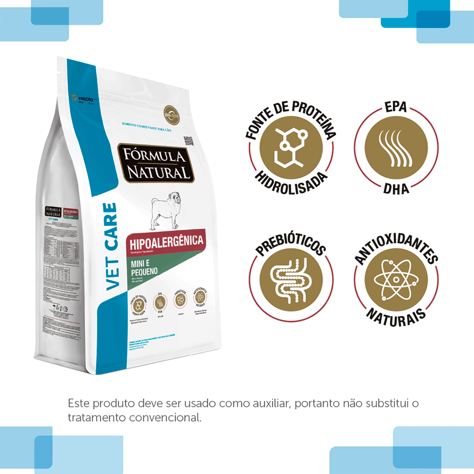Ração Seca Fórmula Natural Vet Care Hipoalergênica para Cães de Porte Mini e Pequeno - 2Kg