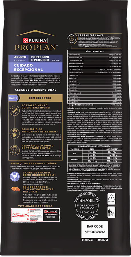 Ração Seca Purina Pro Plan Cuidado Excepcional para Cães Adultos Raças Mini e Pequenas - 1Kg