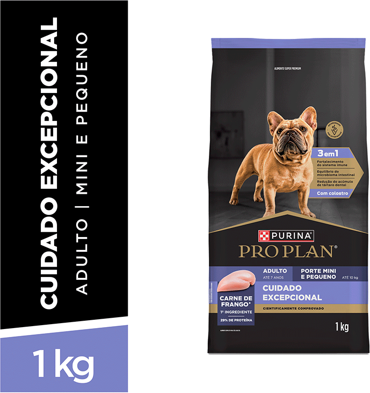 Ração Seca Purina Pro Plan Cuidado Excepcional para Cães Adultos Raças Mini e Pequenas - 1Kg