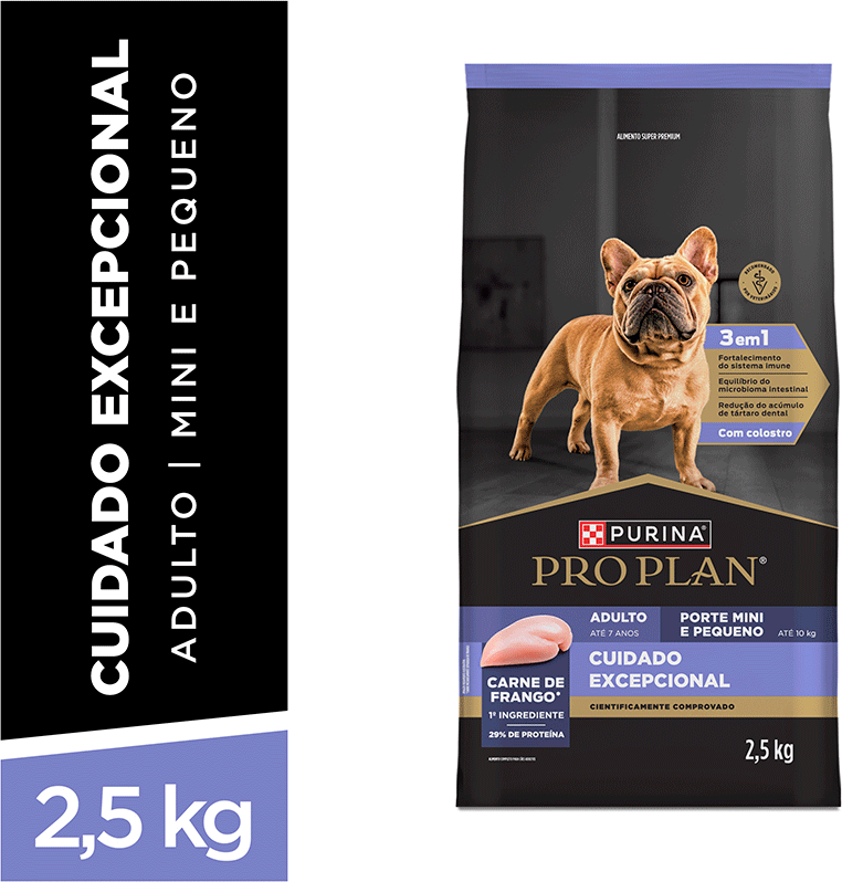 Ração Seca Purina Pro Plan Cuidado Excepcional para Cães Adultos Raças Mini e Pequenas - 2,5Kg