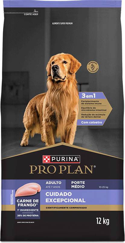 Ração Seca Purina Pro Plan Cuidado Excepcional para Cães Adultos Raças Médias - 12Kg