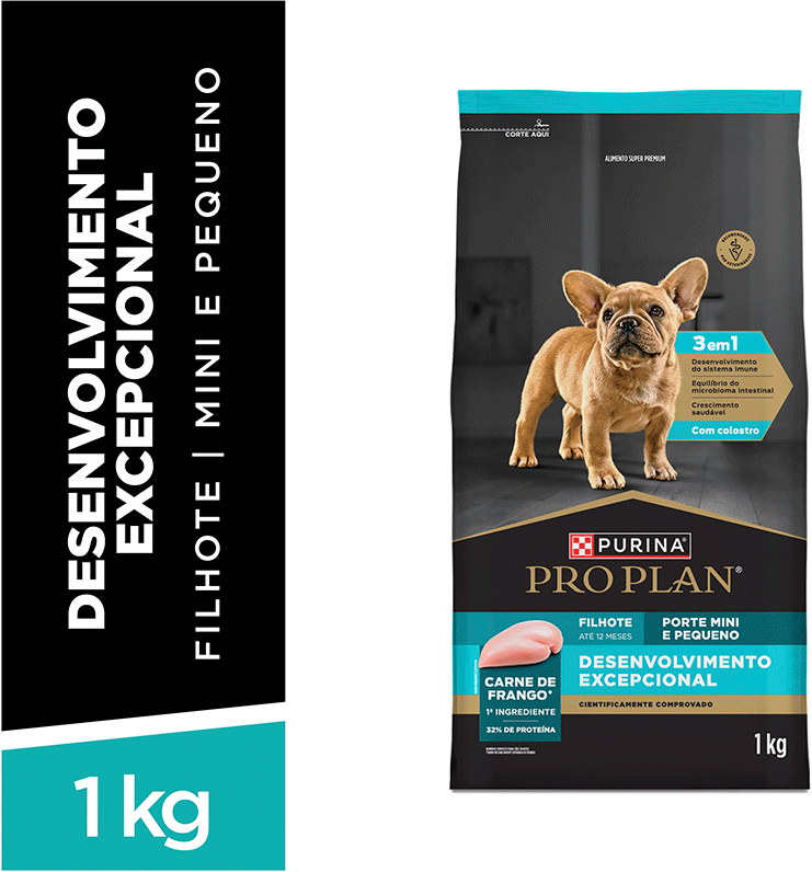 Ração Seca Purina Pro Plan Desenvolvimento Excepcional para Cães Filhotes Raças Minis e Pequenas - 1Kg