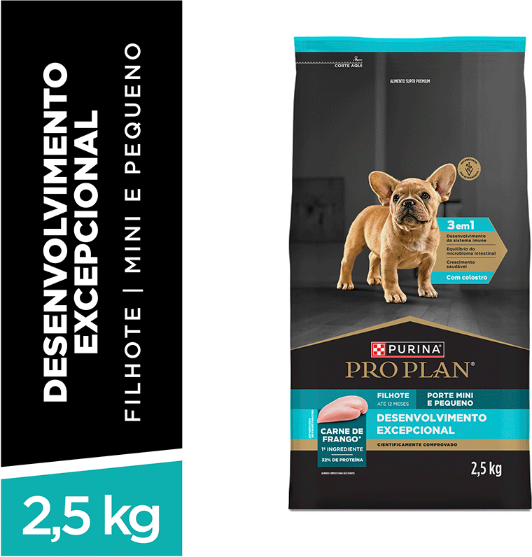 Ração Seca Purina Pro Plan Desenvolvimento Excepcional para Cães Filhotes Raças Minis e Pequenas - 2,5Kg