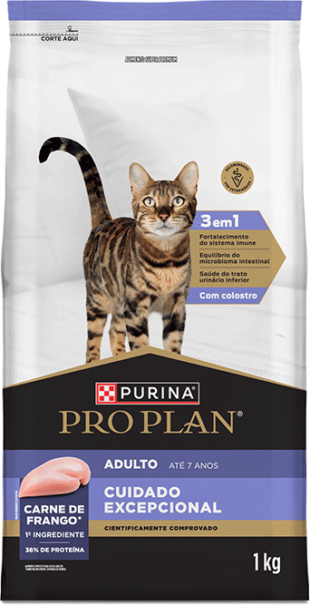 Ração Seca Purina Pro Plan Cuidado Excepcional para Gatos Adultos sabor Frango - 1Kg