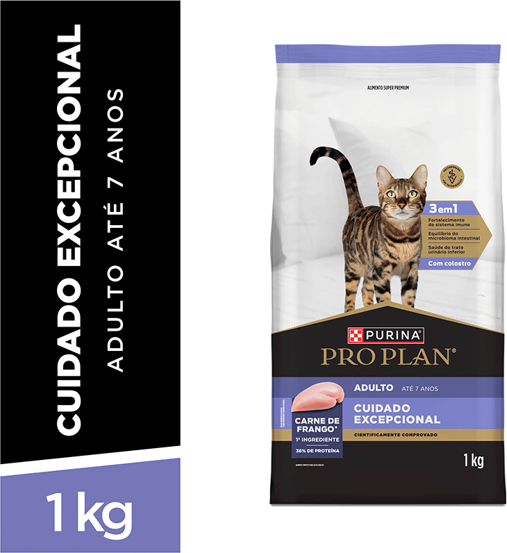 Ração Seca Purina Pro Plan Cuidado Excepcional para Gatos Adultos sabor Frango - 1Kg