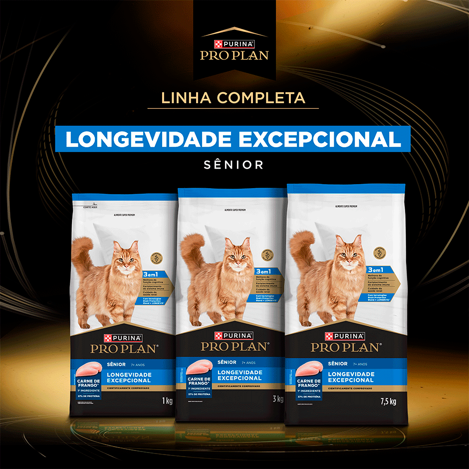 Ração Seca Purina Pro Plan Longevidade Excepcional Sênior 7+ para Gatos - 1Kg